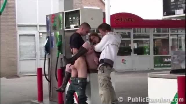 A very pregnant girl in public street sex gang bang threesome orgy
